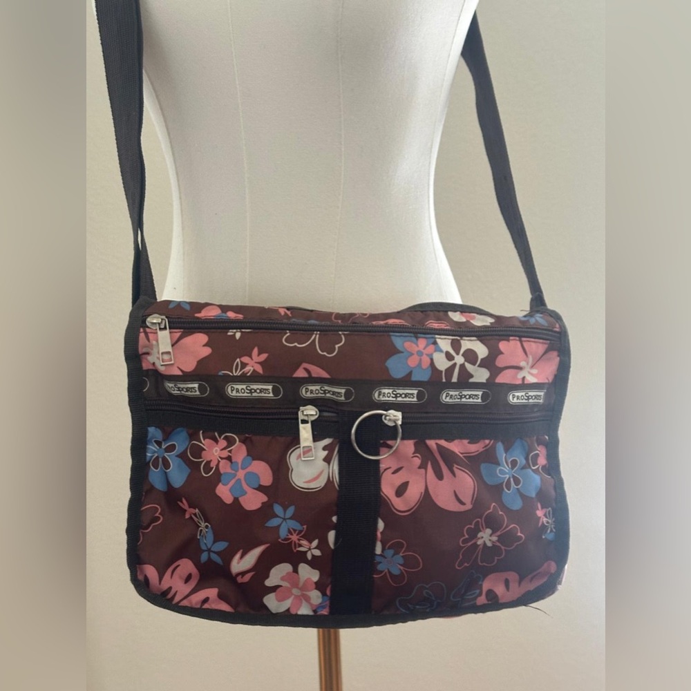 LeSportsac Floral Crossbody Bag - Black and Pink